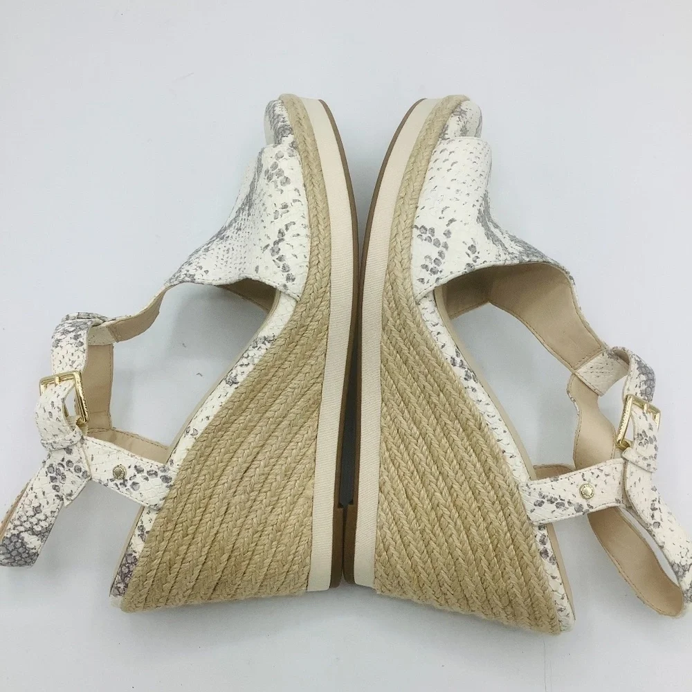 NEW Cole Haan Cloudfeel Embossed Leather Snakeskin Wedge Sandals‎